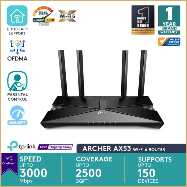 TP-Link Archer AX53 AX3000 Dual Band Gigabit Wi-Fi 6 Router - Image 2